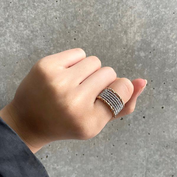 18金 ピンクゴールド プラチナ リング ミラーボール コイルリング