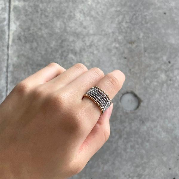 本日発送限定価 新品18k pt850 スパイラルリング ミラーボール ビーズ プラチナ リング ミラーボール コイルリング Pt850 カットボール