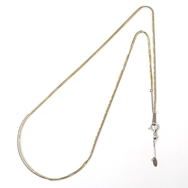 ベネチアンチェーン pt850 プラチナ 18金 K18 ゴールド 2連 ネックレス 45cm + アジャスター5cm 計 50cm ベネチアン ネックレス 0.6mm幅 2連 チェーンのみの画像