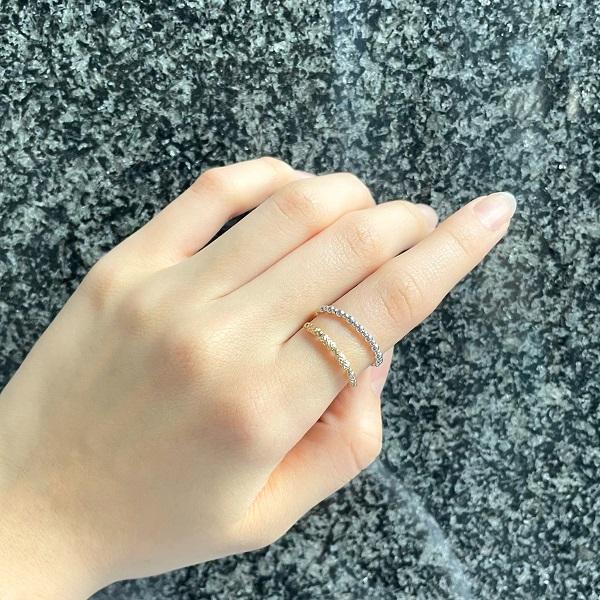 18金 リング 2連調 コイル k18 K18YG シリンダーパーツ x K18WG 丸