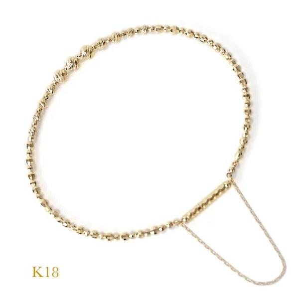 k18 ブレスレット レディース 18金 バングル 4mm玉入り ミラーボール