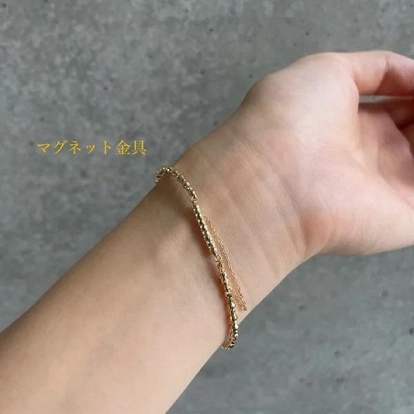 【4mm】K18グリッタービーズ　ブレスレット　18金 K18 メンズアンクレット イエローゴールド グリッター ビーズ