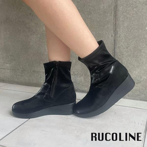 RUCOLINE ルコライン 黒 ウェッジブーツ スリムフィット　RUCO RUCOLINE シューズ | ブーツ ブラック レディース | YOOX