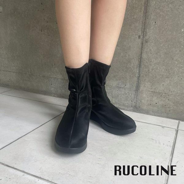 RUCOLINE ルコライン 黒 ウェッジブーツ スリムフィット　RUCO RUCOLINE（ルコライン） ブーツ アージレ バイ agile-359BK CALF PU