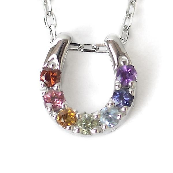 7色 アミュレット ダイヤモンド ネックレス リバーシブル 馬蹄 厄除け お守り ペンダント Pt900/850 プラチナ チェーン 45cm スライド式長さ調節可 |  | 03