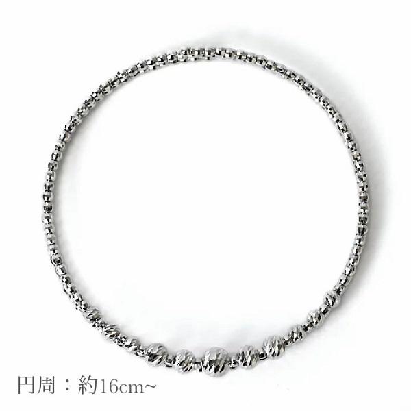 プラチナ ブレスレット 5mm玉入り ミラーボール カットボール Pt950 プラチナ コイル ブレスレット スパイラル バングル 形状記憶 チタンワイヤー入りの画像