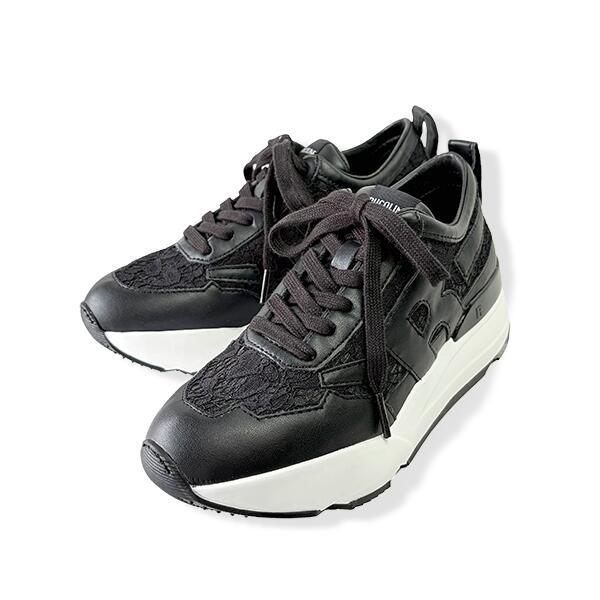 RUCOLINE 厚底スニーカー パイソン オールブラック 36 RUCOLINE（ルコライン） スニーカー 靴 RUCO LINE RUCO-021BK PIZZO