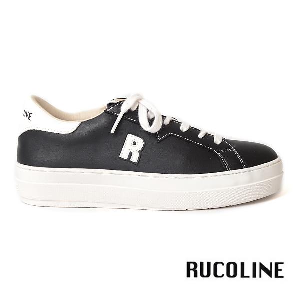 ルコライン スニーカー ルコライン 靴 RUCO LINE RUCO-018BK CALF PU LUX ブラック 黒 合皮 無地 ローカット ファスナー無し フラットソール レディースの画像