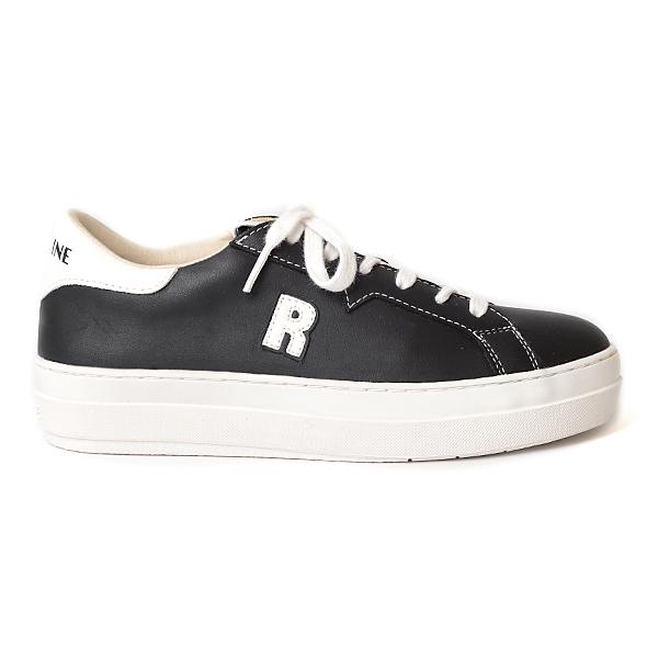 ルコライン スニーカー ルコライン 靴 RUCO LINE RUCO-018BK CALF PU LUX ブラック 黒 合皮 無地 ローカット ファスナー無し フラットソール レディースの画像
