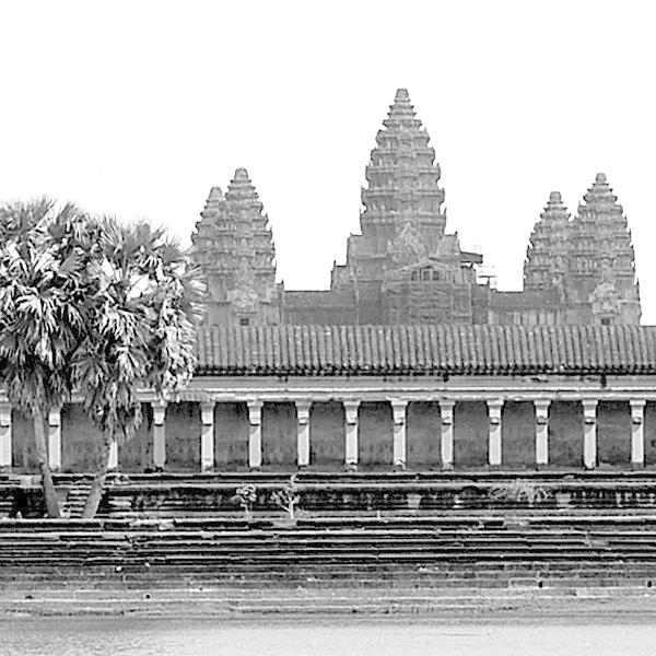 アンコールワット モノクロ アクリル画 アンコールワット モノクロ アクリル画 アンコールワット モノクロ