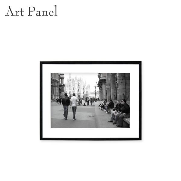 ミラノ 写真 飾り モダン アート おしゃれ 飾り モノクロ 街並み 額付 壁掛け イタリア アクリル 白黒 写真 絵画 ポスター