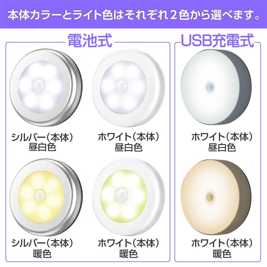 センサーライト 人感センサーライト 室内 電池式 USB充電式 屋内 LED