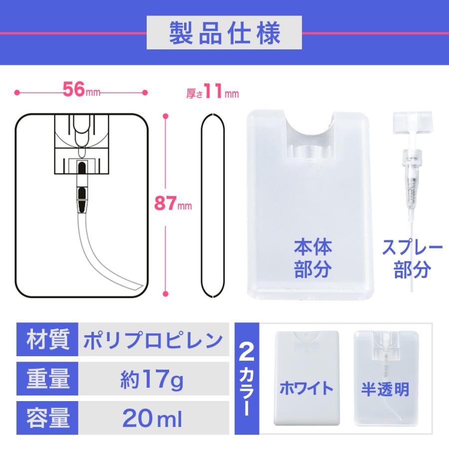 スプレーボトル アルコール アトマイザー 香水 除菌スプレー 携帯 カード型 使い捨て |  | 03