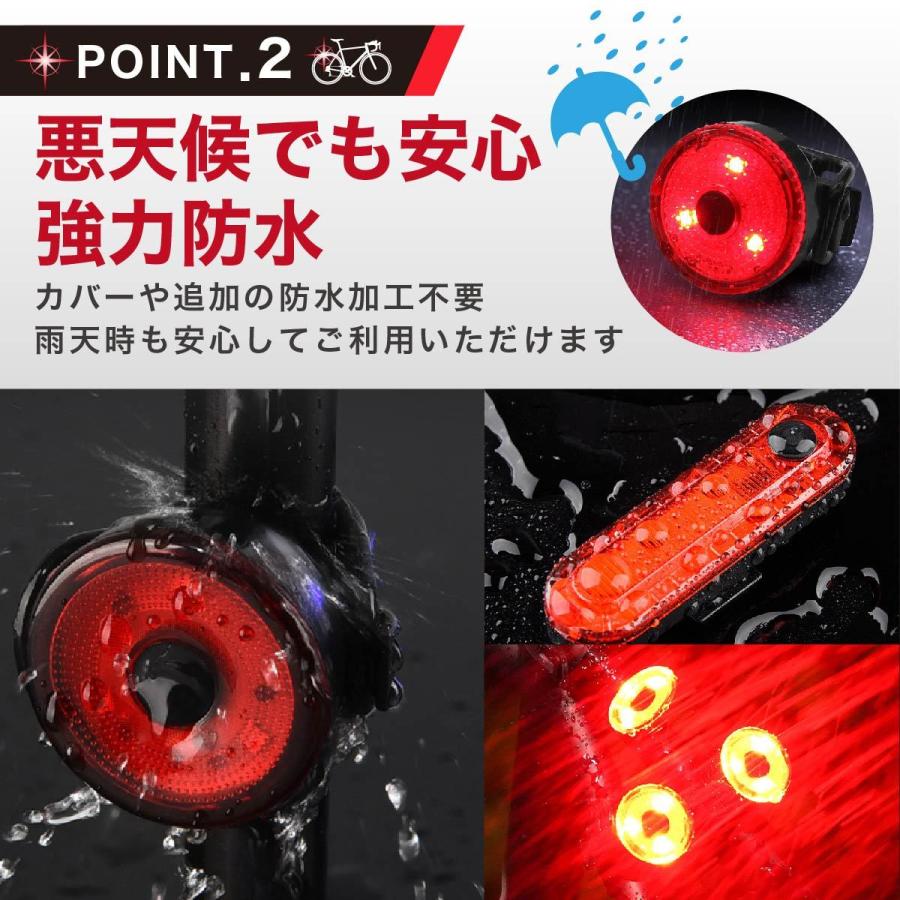 自転車 テールライト テールランプ ロードバイク クロスバイク USB充電式 電池式 LED 防水 尾灯｜penguin-fly｜04