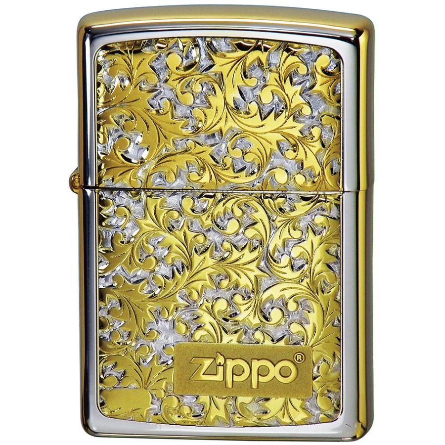 ZIPPO 電鋳板 唐草 シルバー＆ゴールドミラー ＃ｋ-8