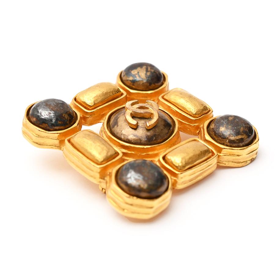 シャネル CHANEL ブローチ ココマーク 菱形 カラーストーン 97A 