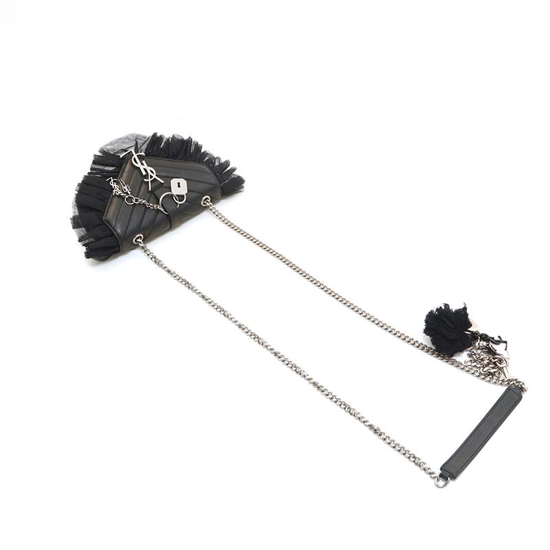 SAINT LAURENT YSLレースフリンジ チェーン ショルダーバッグ サンローランパリ SAINT LAURENT PARIS ショルダーバッグ YSL レース