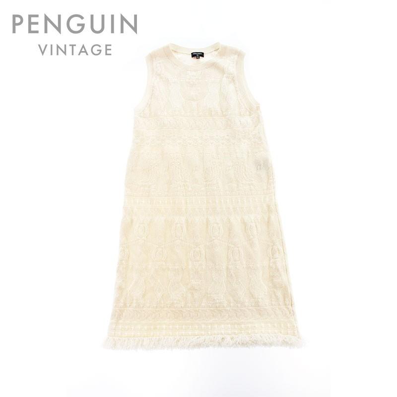 日本産 シャネル Chanel ワンピース フクロウモチーフ カシミヤ ノースリーブ ホワイト 年最新海外 Www Simon Page Com