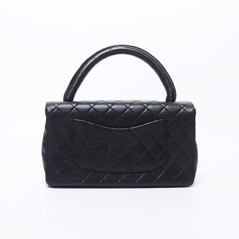 シャネル CHANEL ハンドバッグ 親子バッグ ラムスキン 1番台 ラムスキン ブラック【中古】の画像