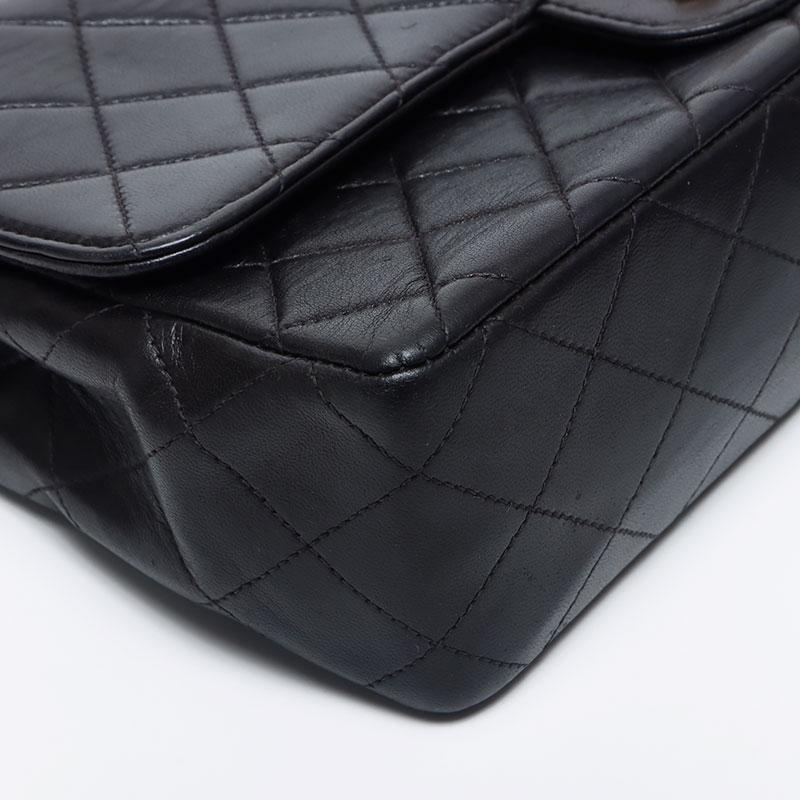 シャネル CHANEL ハンドバッグ 親子バッグ ラムスキン 1番台 ラムスキン ブラック【中古】の画像