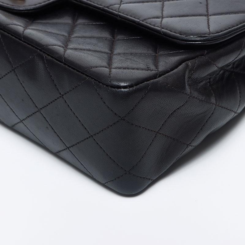 シャネル CHANEL ハンドバッグ 親子バッグ ラムスキン 1番台 ラムスキン ブラック【中古】の画像