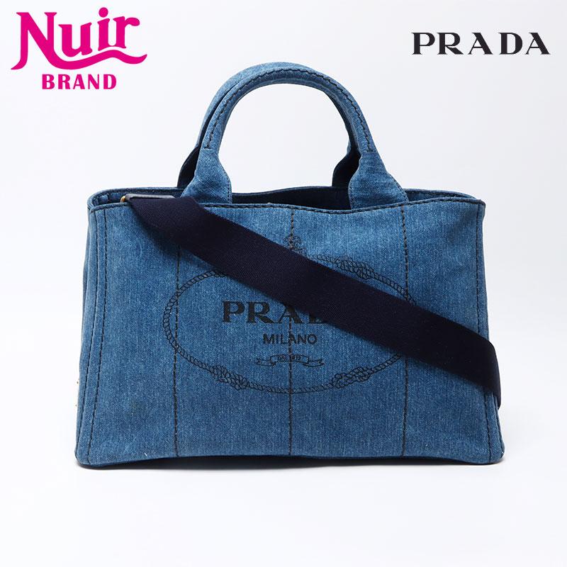 PRADA プラダ トートバッグ カナパ デニム L ラージ 2way ネイビー 