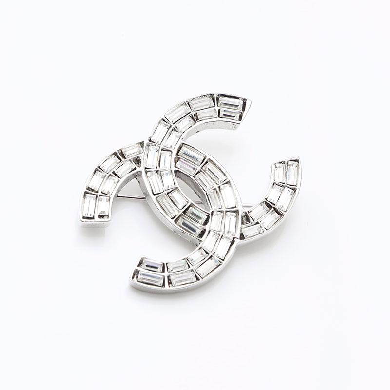 CHANEL シャネル ブローチ ココマーク ラインストーン 2001年 シルバー  