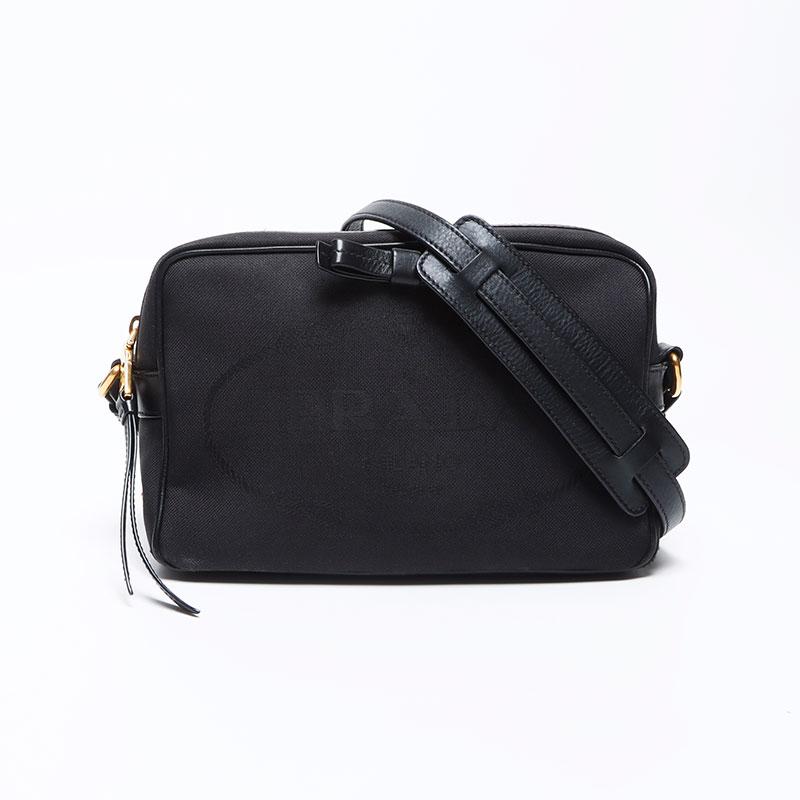 プラダ PRADA ショルダーバッグ ロゴ キャンバス リボン カナパ