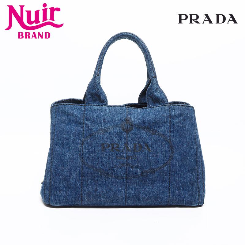 PRADA プラダ トートバッグ カナパ デニム M ネイビー : NUIR BRAND  