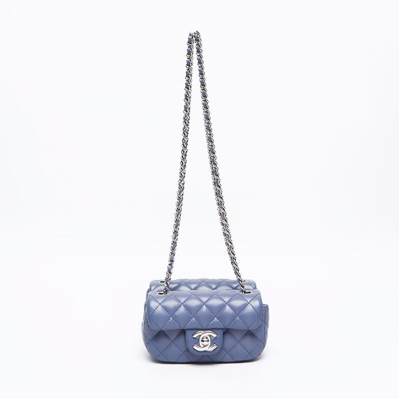 シャネル CHANEL ショルダーバッグ ツイン クラシック ミニマトラッセ ラムスキン 15番台 ブルー【中古】_1