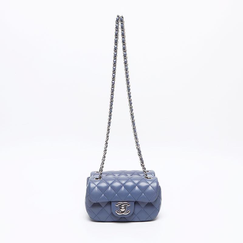 シャネル CHANEL ショルダーバッグ ツイン クラシック ミニマトラッセ ラムスキン 15番台 ブルー【中古】_2