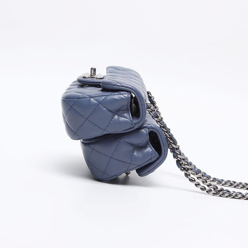 シャネル CHANEL ショルダーバッグ ツイン クラシック ミニマトラッセ ラムスキン 15番台 ブルー【中古】_6