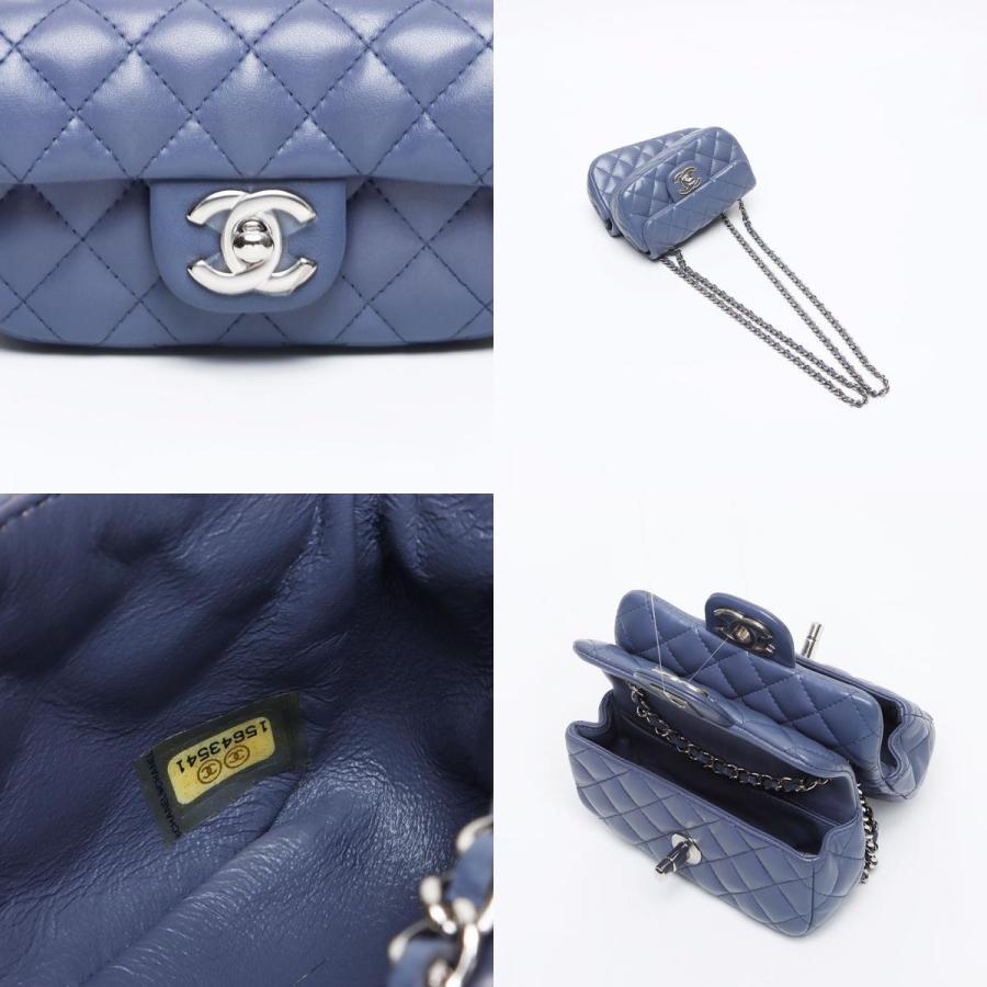 シャネル CHANEL ショルダーバッグ ツイン クラシック ミニマトラッセ ラムスキン 15番台 ブルー【中古】_8