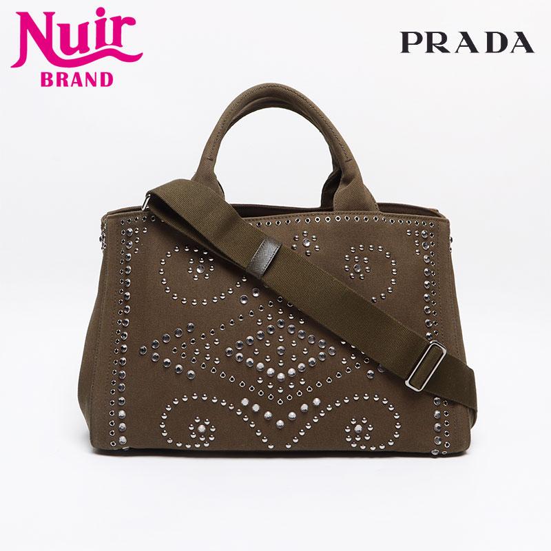 PRADA プラダ トートバッグ スタッズ カナパ M キャンバス PRADA プラダ トートバッグ スタッズ カナパ M キャンバス