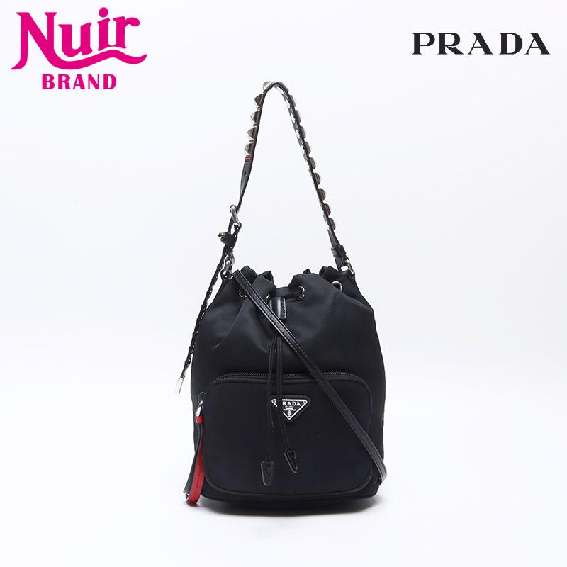 大特価 極美品 PRADA 巾着 ハンドバッグ ナイロン ミニバッグ ブラック PRADA プラダ トライアングルロゴ ナイロン 巾着 ミニバッグ