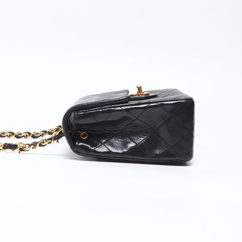 シャネル CHANEL 1番台 1989-1991ミニマトラッセ サテンシングルフラップ ショルダーバッグ【中古】 CHANEL - シャネル CHANEL 1番台 1989-1991ミニマトラッセ サテン