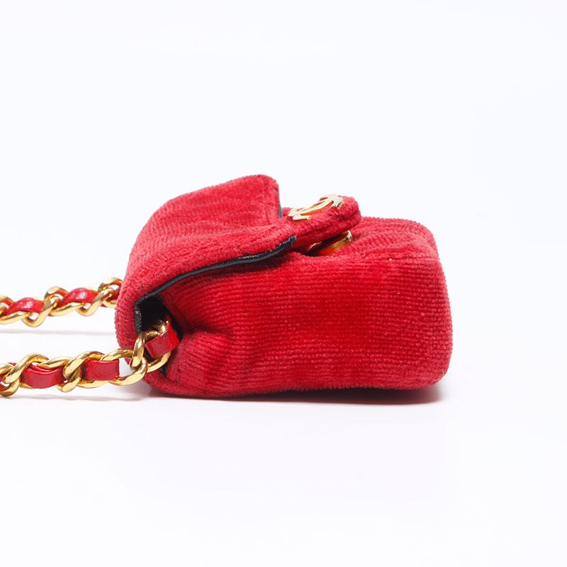 CHANEL（シャネル） ショルダーバッグ ミニミニ ベロア ポーチ レッド