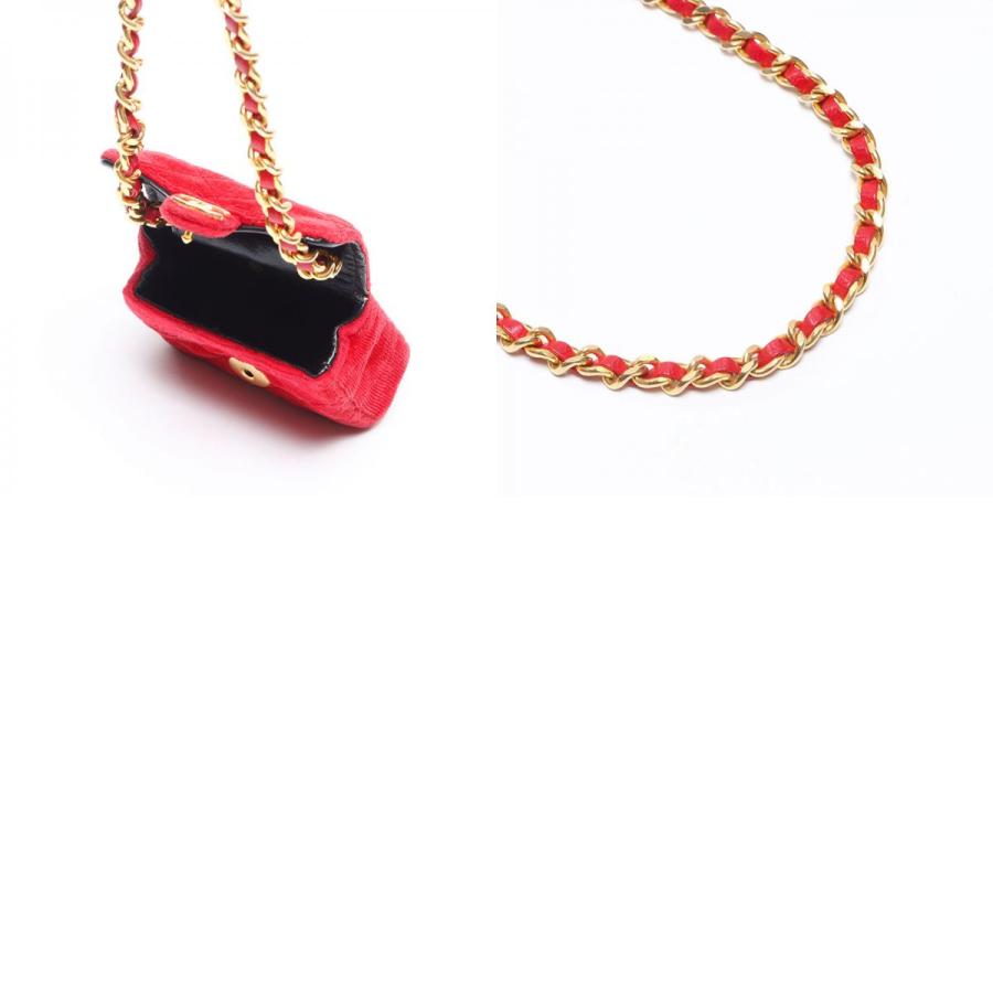 CHANEL（シャネル） ショルダーバッグ ミニミニ ベロア ポーチ レッド