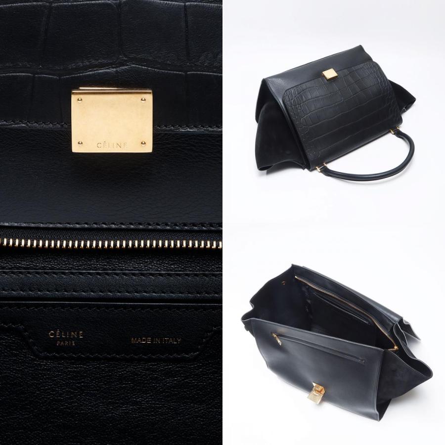 セリーヌ トラペーズ クロコ型押し CELINE（セリーヌ） ハンドバッグ トラペーズ クロコ型押し ブラック