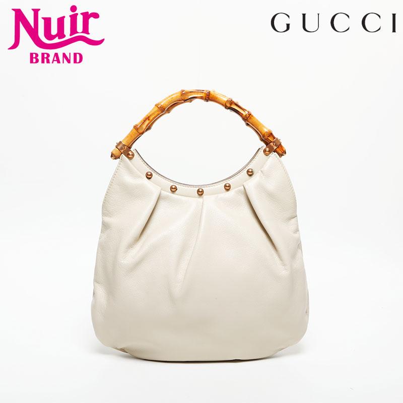 GUCCI ホワイトレザーハンドバッグ
