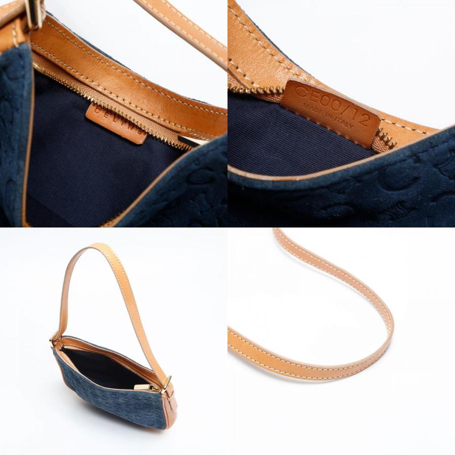 CELINE（セリーヌ） ショルダーバッグ マカダム スエード ネイビー