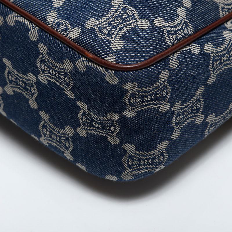 【美品】セリーヌ デニム ハンドバッグ パリマカダム レザー キャンバス ブルー 01EG276 ファッション 【美品】セリーヌ デニム ハンドバッグ