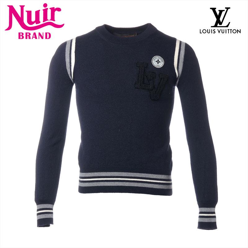 SINA COVA ウール　刺繍ロゴ　船長　リブニット　ネイビー　L ワッペン LOUIS VUITTON（ルイ・ヴィトン） ニット Size:S ロゴ ワッペン ウール