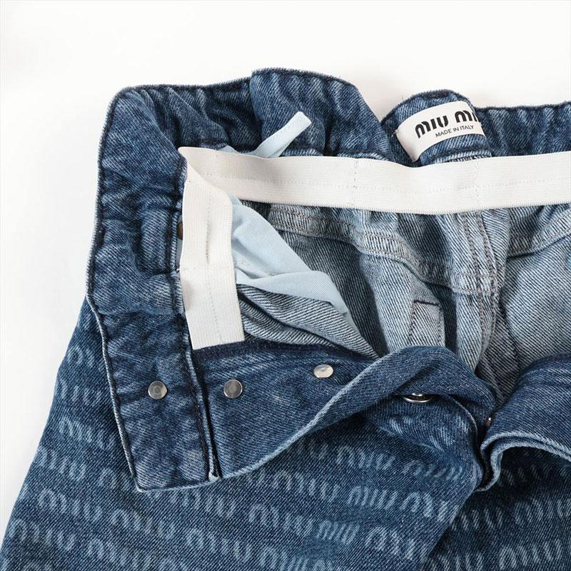 【美品】miu miu ミュウミュウ デニム ショート パンツ ロゴ 25 美品】miu miu ミュウミュウ デニム ショート パンツ ロゴ 25