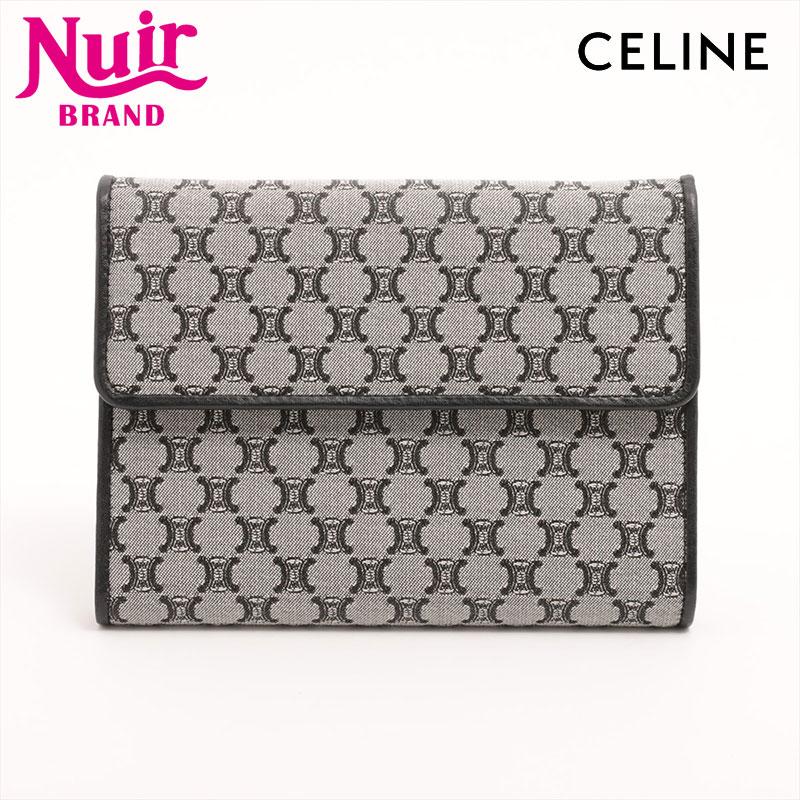 CELINE セリーヌ 二つ折り財布 マカダム キャンバス ブラック : NUIR  
