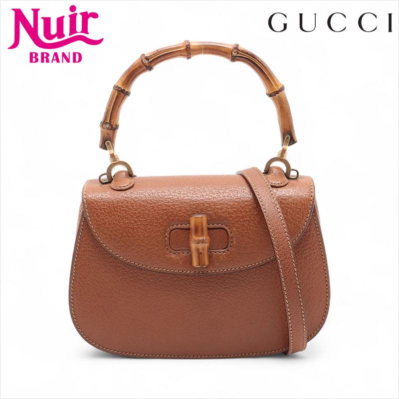 グッチ バンブー ハンドバッグ 2Way ショルダーバッグ ブラウン GUCCI グッチ ショルダーバッグ バンブー 2Way レザー ブラウン