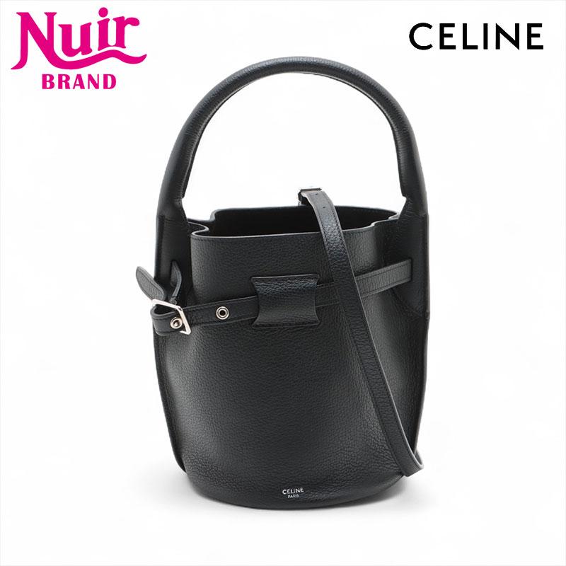 美品 CELINEビッグバッグ バケットナノ ショルダーバッグ 2way 黒 セリーヌ ビッグバッグ バケット ナノ レザー 2WAYショルダー