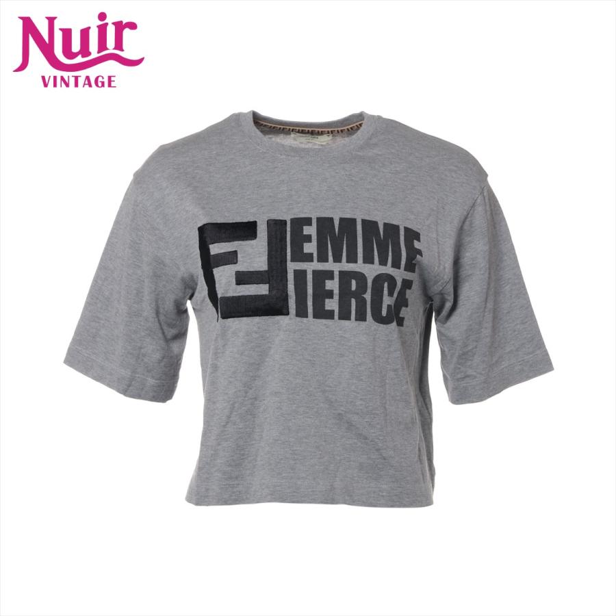 FENDI 半袖Tシャツ フェンディ FENDI ズッカ柄Tシャツ グレー ナイロン