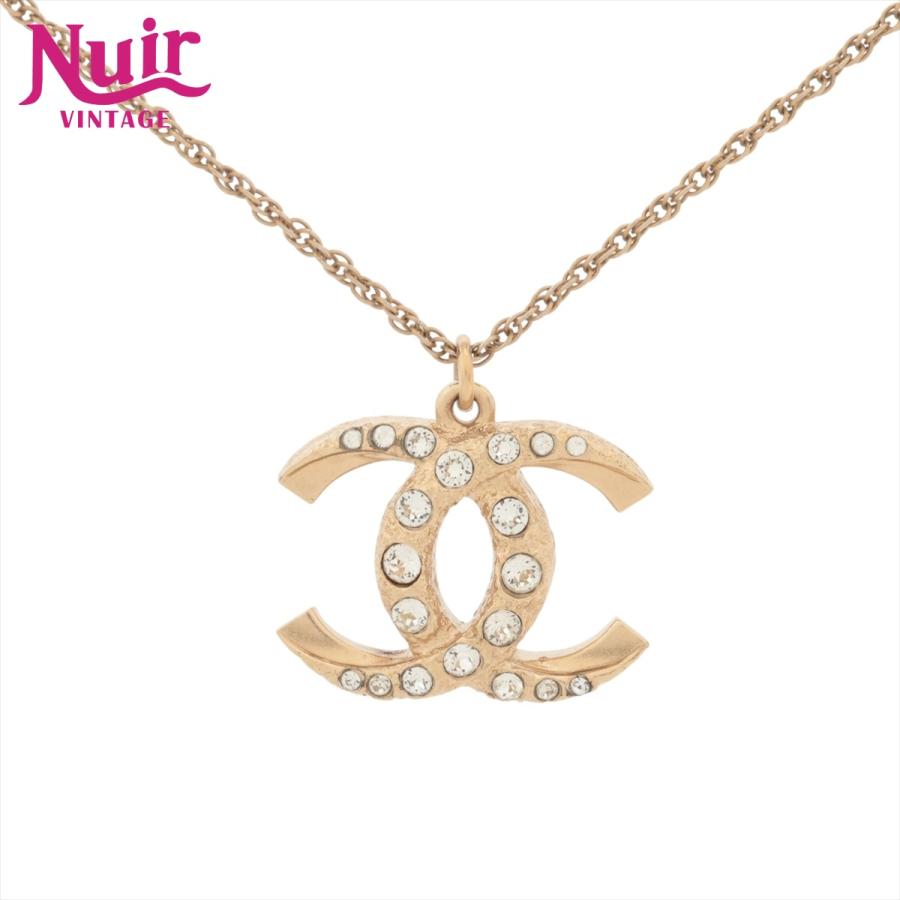極美品 シャネル ネックレス ペンダント ココマーク ラインストーン ゴールド 中古良品 シャネル ネックレス ペンダント ココマーク ラインストーン