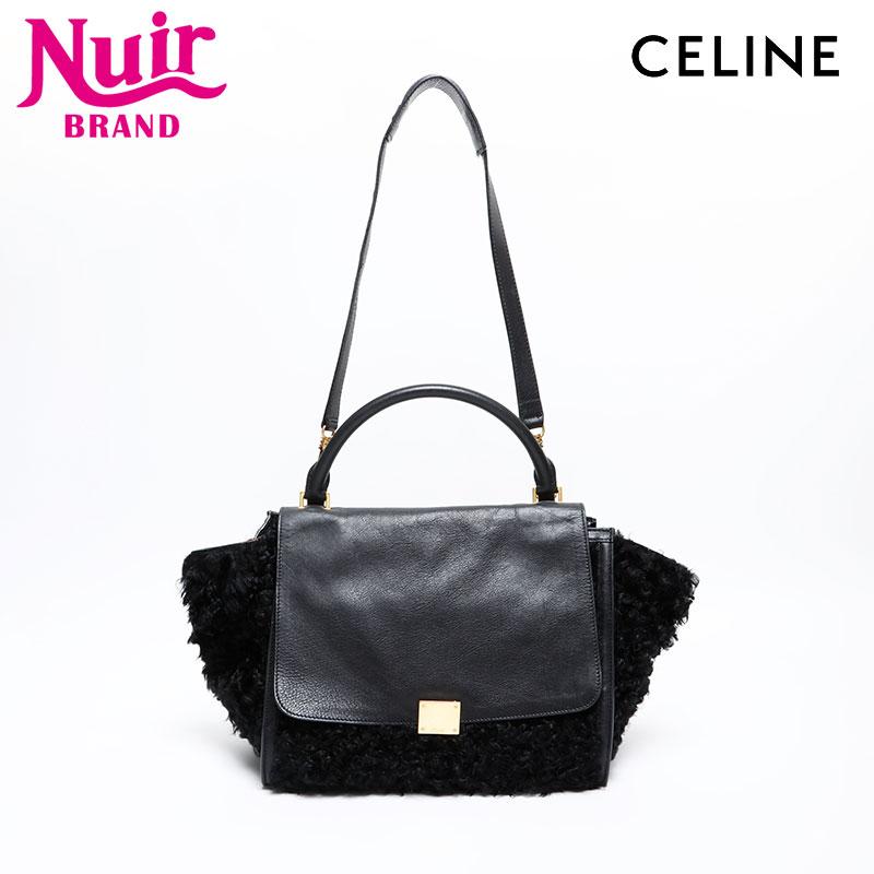 セリーヌ CELINE トラペーズ ボア ムートン ハンドバッグ